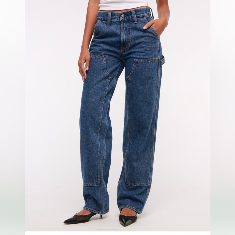 NWT ABERCROMBIE SLOUCHY CARGO JEAN LONG INSEAM CURVE LOVE